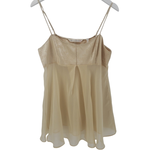 Victoria's Secret Negligee Size Large Gold Adjustable Straps Satin Floral - Picture 1 of 7